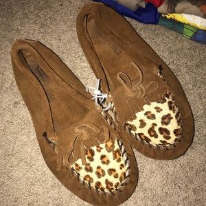 Girls animal print moccasins